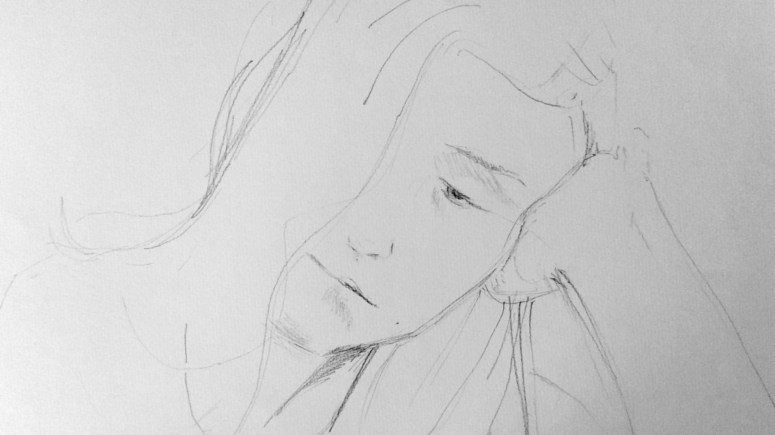 pencil sketch of my daughter